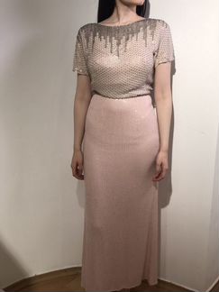 Платье розовое вечернее Jenny Packham с вышивкой