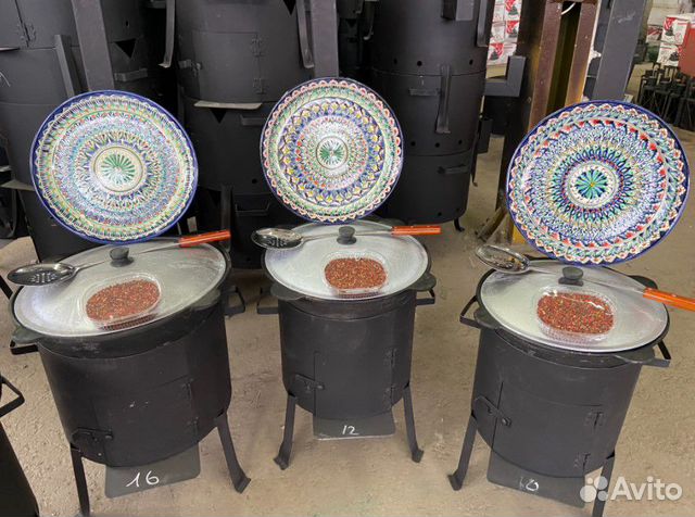 Казан чугунный. Печь под казан. Ляган. Пчак