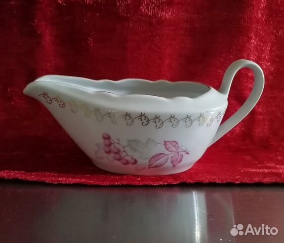 Ваза урановое стек СССР соусник фарфор Рябина Рига