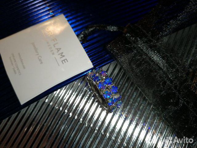 Кольцо с синими стразами (орифлейм)