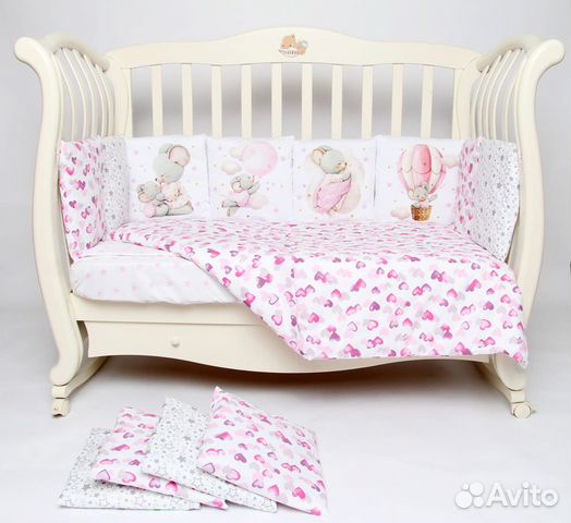 Комплект в кроватку Подушкино Панно «Малыш мышонок» съёмн. навол 6 предметов