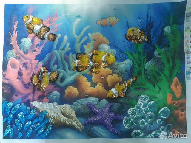 Картина вышитая бисером без рамки