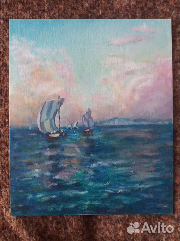 Картина маслом, пейзаж, холст на картоне