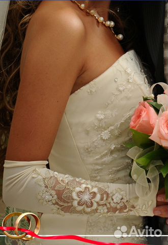 Свадебное платье в комплекте с перчатками, фатой