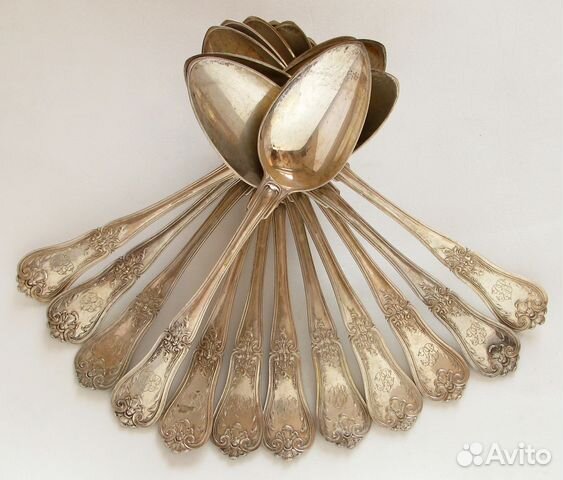 Набор столовых ложек, серебро 800 пробы, 698гр