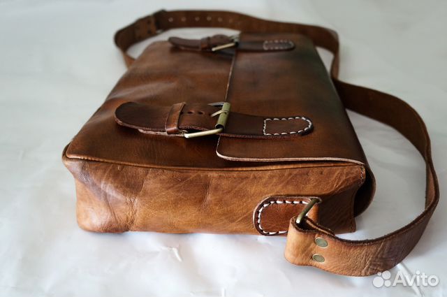 Сумка Мужская Кожаная Бычья Кожа Через плечо