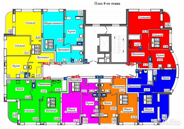 2-к квартира, 52 м², 9/10 эт.