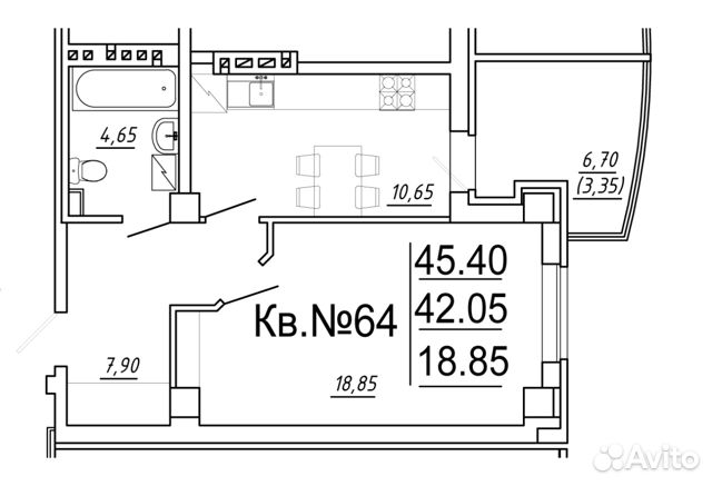 1-к квартира, 45.7 м², 10/15 эт. 1-к квартира, 45.7 м², 10/15 эт.