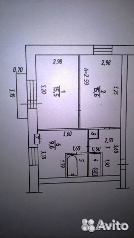 2-к квартира, 54 м², 2/3 эт.