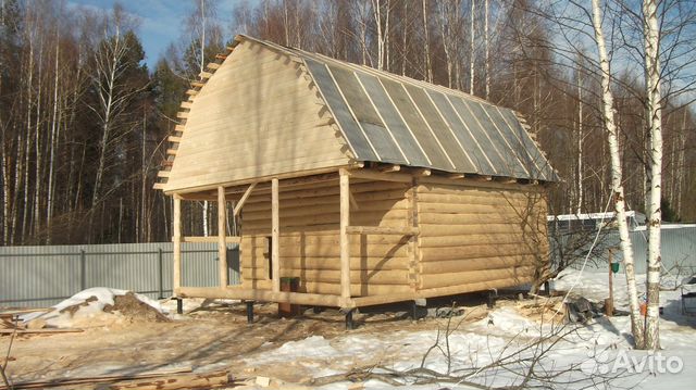 Сруб дома 7х6+ 2 крыша мансардная с установкой