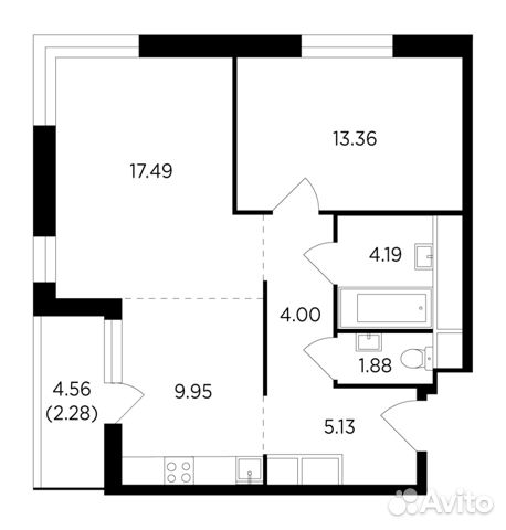 2-к квартира, 58.3 м², 3/25 эт.