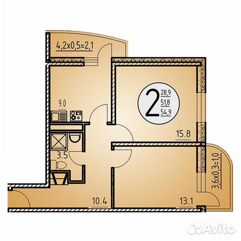 2-к квартира, 54.9 м², 5/25 эт.