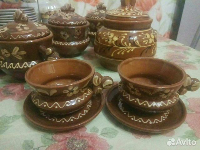 Глиняный кофейно-чайный сервиз