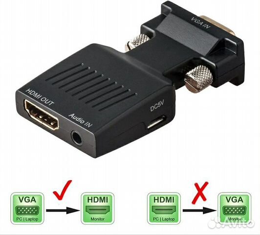 VGA to hdmi переходник адаптер конвертер с аудио