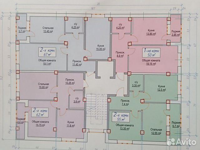 2-к квартира, 55 м², 4/12 эт.