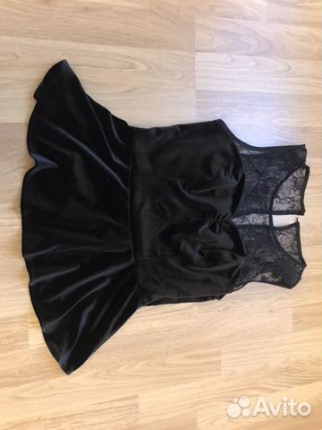 Чёрный топ баска кружево бархат Zara Чёрный топ баска кружево бархат Zara