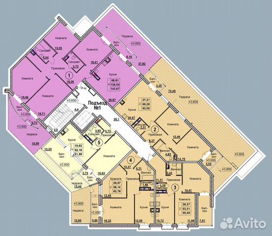 2-к квартира, 63.8 м², 2/4 эт.