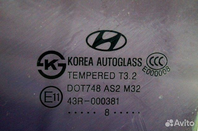 Стекло двери заднее левое Hyundai Elantra HD 1.6