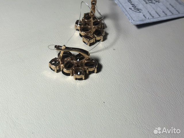 Новые золотые серьги с раух топазом