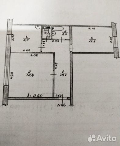 2-к квартира, 53.4 м², 1/5 эт.
