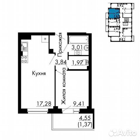 1-к квартира, 36.3 м², 8/9 эт. 1-к квартира, 36.3 м², 8/9 эт.