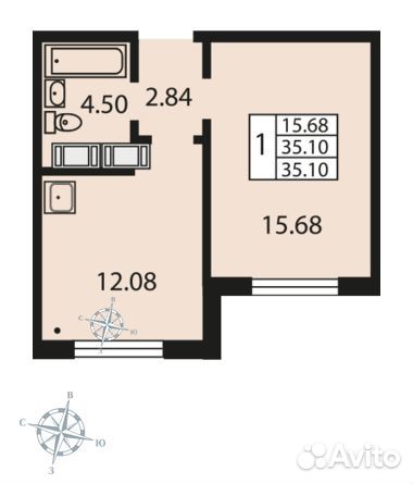 1-к квартира, 35.7 м², 23/24 эт. 1-к квартира, 35.7 м², 23/24 эт.