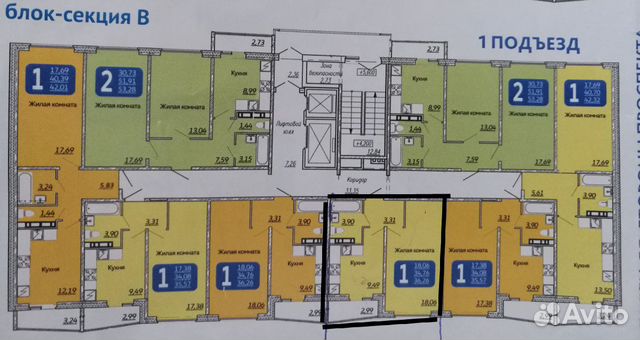 1-к квартира, 36 м², 7/16 эт.