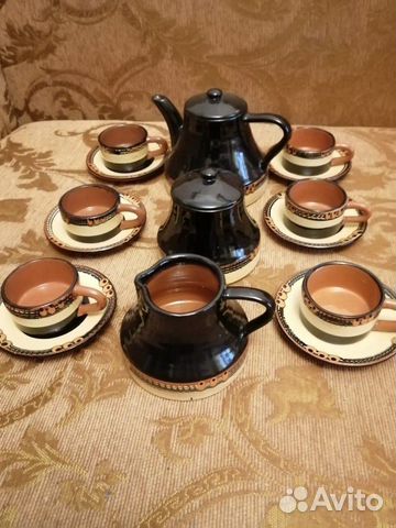 Сервиз кофейный глиняный Майолика