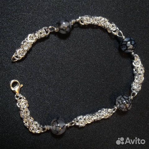 Серебряный браслет с агатом Вены дракона Серебряный браслет с агатом Вены дракона