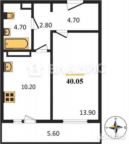 1-к квартира, 40.1 м², 17/17 эт. 1-к квартира, 40.1 м², 17/17 эт.