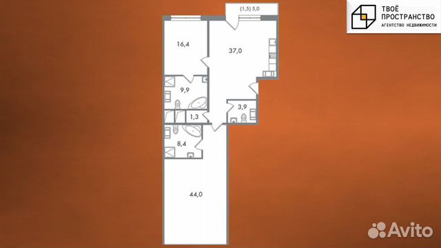 2-к квартира, 122 м², 8/10 эт.