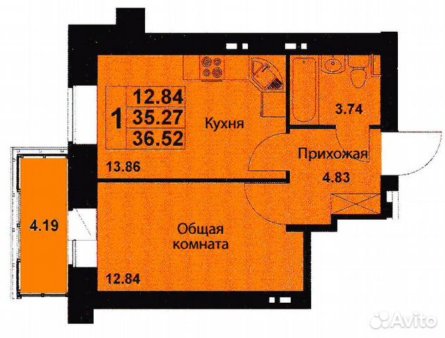 1-к квартира, 36.5 м², 5/9 эт. 1-к квартира, 36.5 м², 5/9 эт.