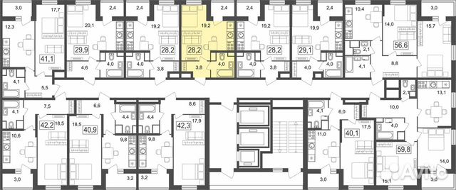 Студия, 28.2 м², 6/25 эт. Студия, 28.2 м², 6/25 эт.