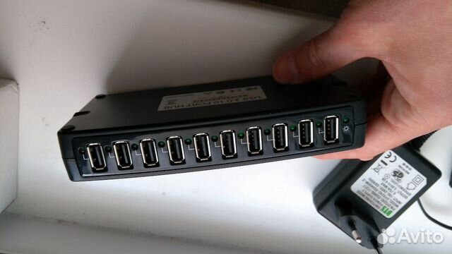 USB 2.0 хаб на 10 портов с бп 5В/4А
