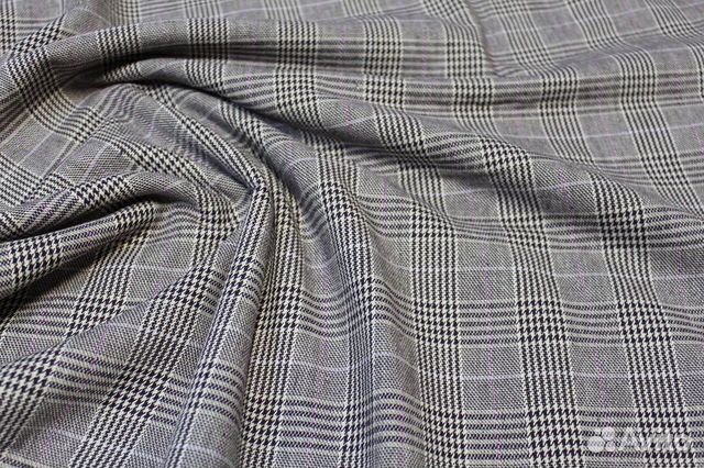 Ткань Костюмная Клетка Шотландка с Сиреневой Нитью