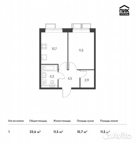 1-к квартира, 33.6 м², 24/25 эт. 1-к квартира, 33.6 м², 24/25 эт.