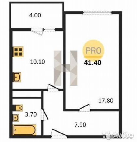 1-к квартира, 41.4 м², 16/24 эт. 1-к квартира, 41.4 м², 16/24 эт.