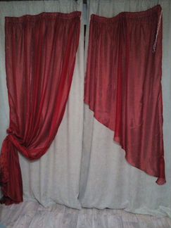 Шторы бордовая