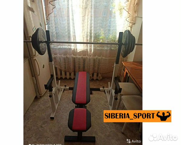 Стойки для жима, скамья, штанга 68кг