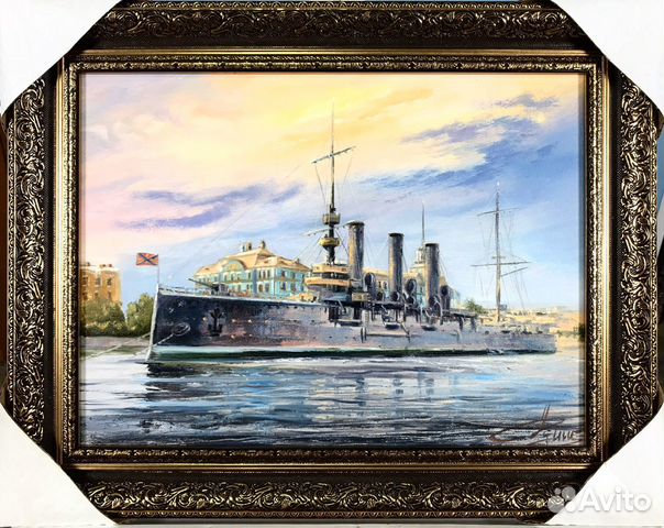 Картина холст-масло.Крейсер 
