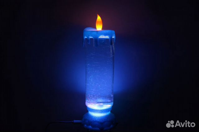 Ночник свеча светодиодная с блестками 3aaа/USB