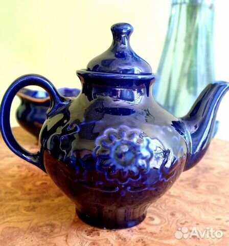 Чайник и конфетница кобальт и золото СССР