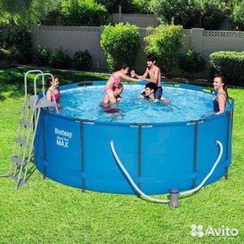 Каркасный бассейн 366 на 133 лестница насос
