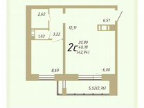 2-к. квартира, 43 м², 3/18 эт.