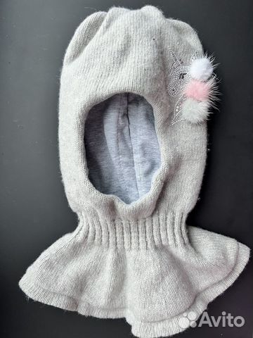 Зимняя шапка-шлем для девочки 48 50