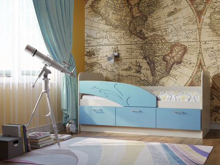 Кровать дельфин голубой