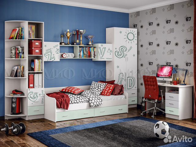 Детская кровать стол шкаф