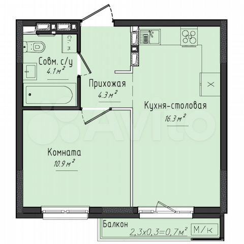 1-к. квартира, 35,5 м², 10/11 эт.