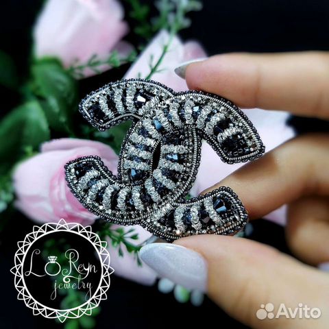 Брошь Шанель ручной работы черная классика