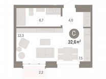 Квартира-студия, 32,6 м², 9/9 эт.